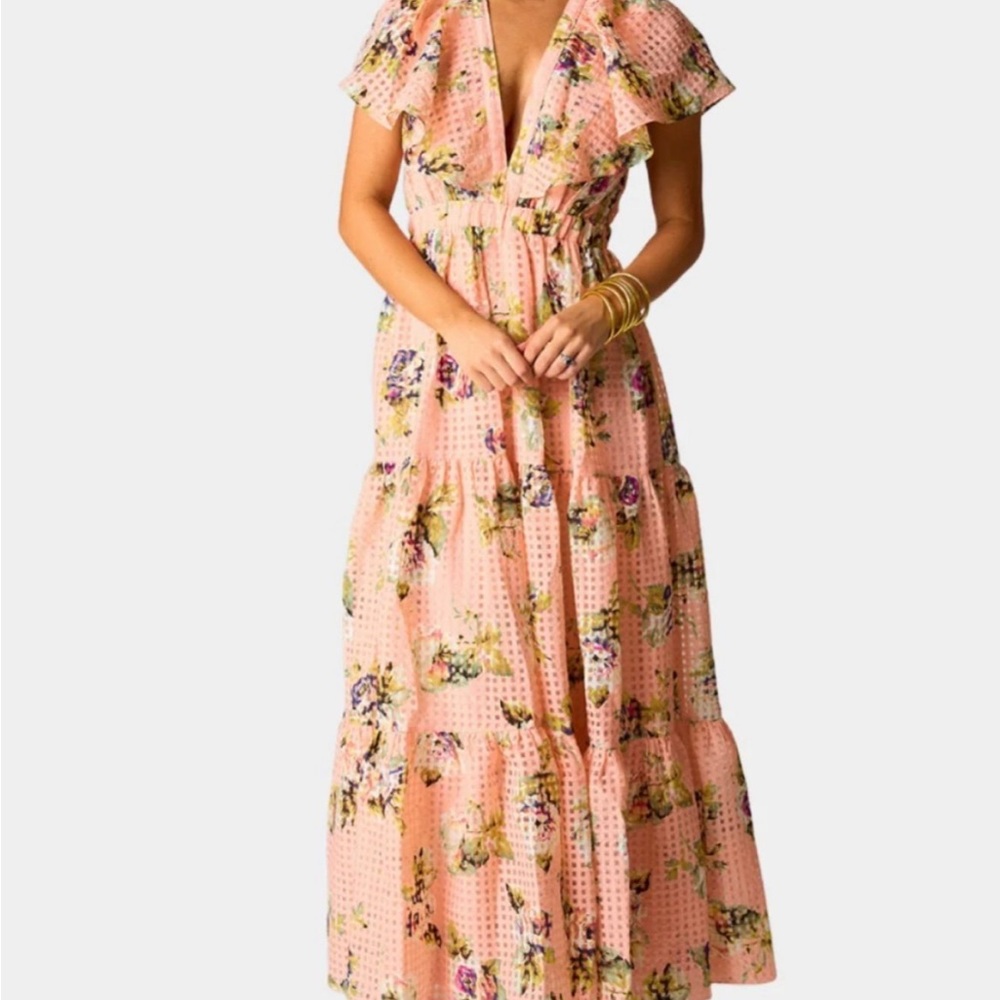Buddy Love Peach Floral Maxi Dress